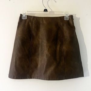 Brown Leather Mini Skirt